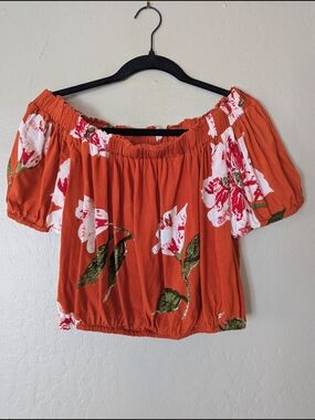 Boho Cropped Off-Shoulder Peasant Top